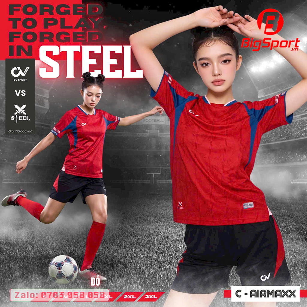 Áo đá bóng không logo CV Steel