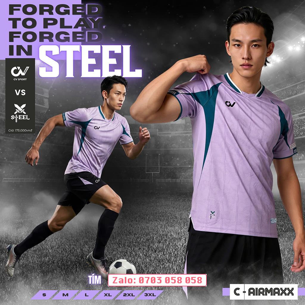 Áo đá bóng không logo CV Steel
