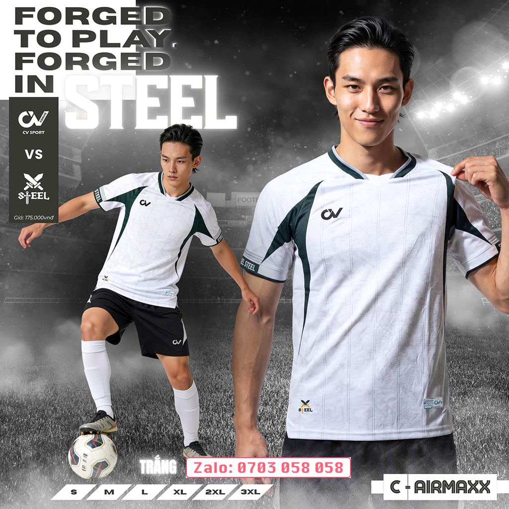Áo đá bóng không logo CV Steel