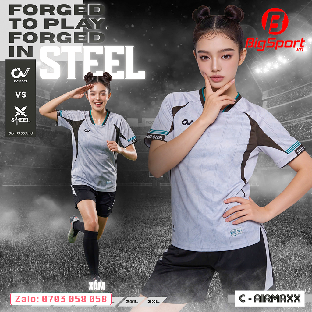 Áo đá bóng không logo CV Steel