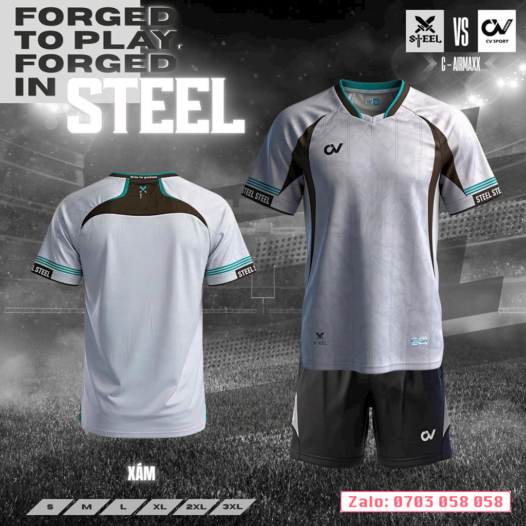 Áo đá bóng không logo CV Steel