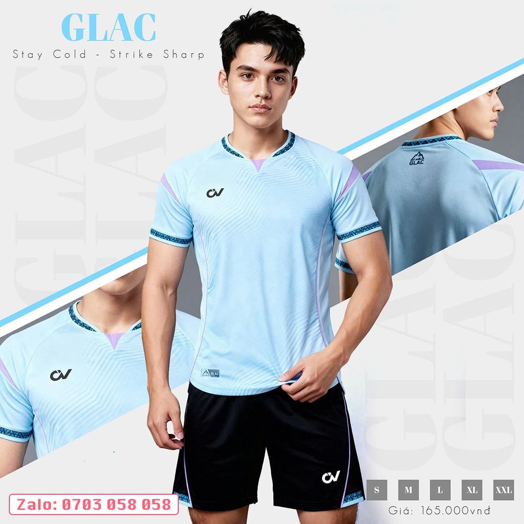 Áo đá bóng không logo CV Glac