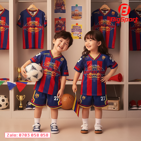 Áo đá bóng trẻ em Kid Design SS26 Barcelona