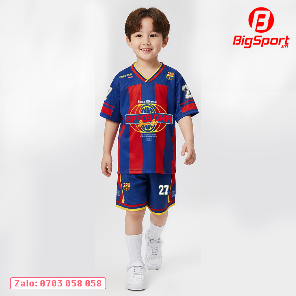 Áo đá bóng trẻ em Kid Design SS26 Barcelona