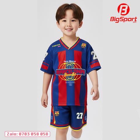 Áo đá bóng trẻ em Kid Design SS26 Barcelona