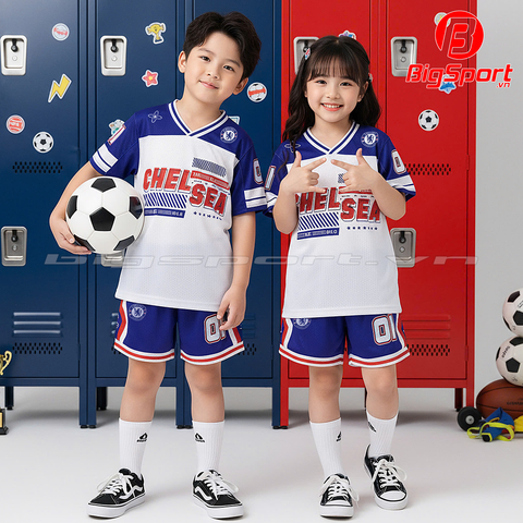 Áo đá bóng trẻ em Kid Design SS26 Chelsea màu trắng