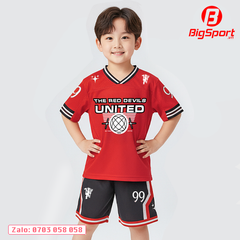 Áo đá bóng trẻ em Kid Design SS26 MU màu đỏ