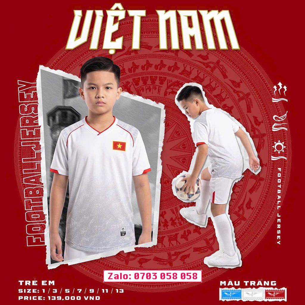 Áo đá bóng trẻ em CP cờ đỏ sao vàng Việt Nam