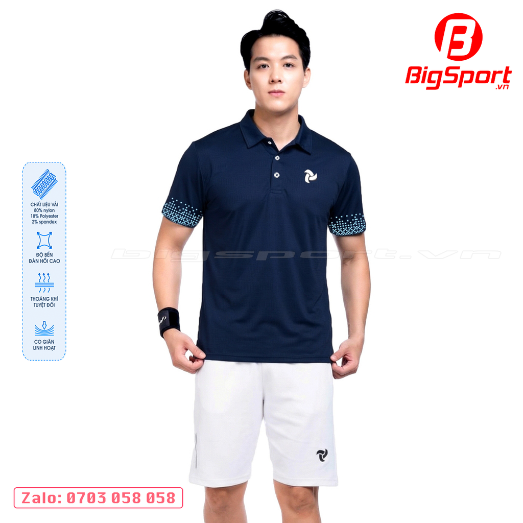 Áo Polo thể thao nam Just Play Pixel