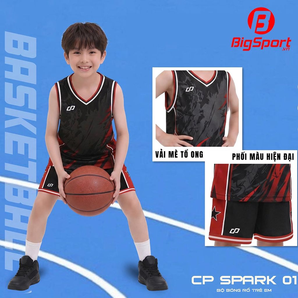 Quần áo bóng rổ trẻ em CP Spark 01