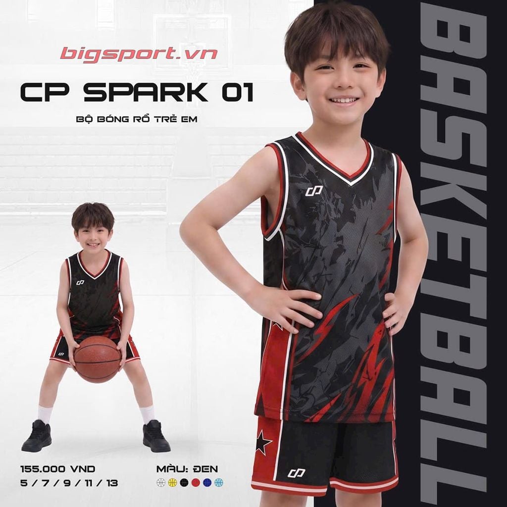 Quần áo bóng rổ trẻ em CP Spark 01