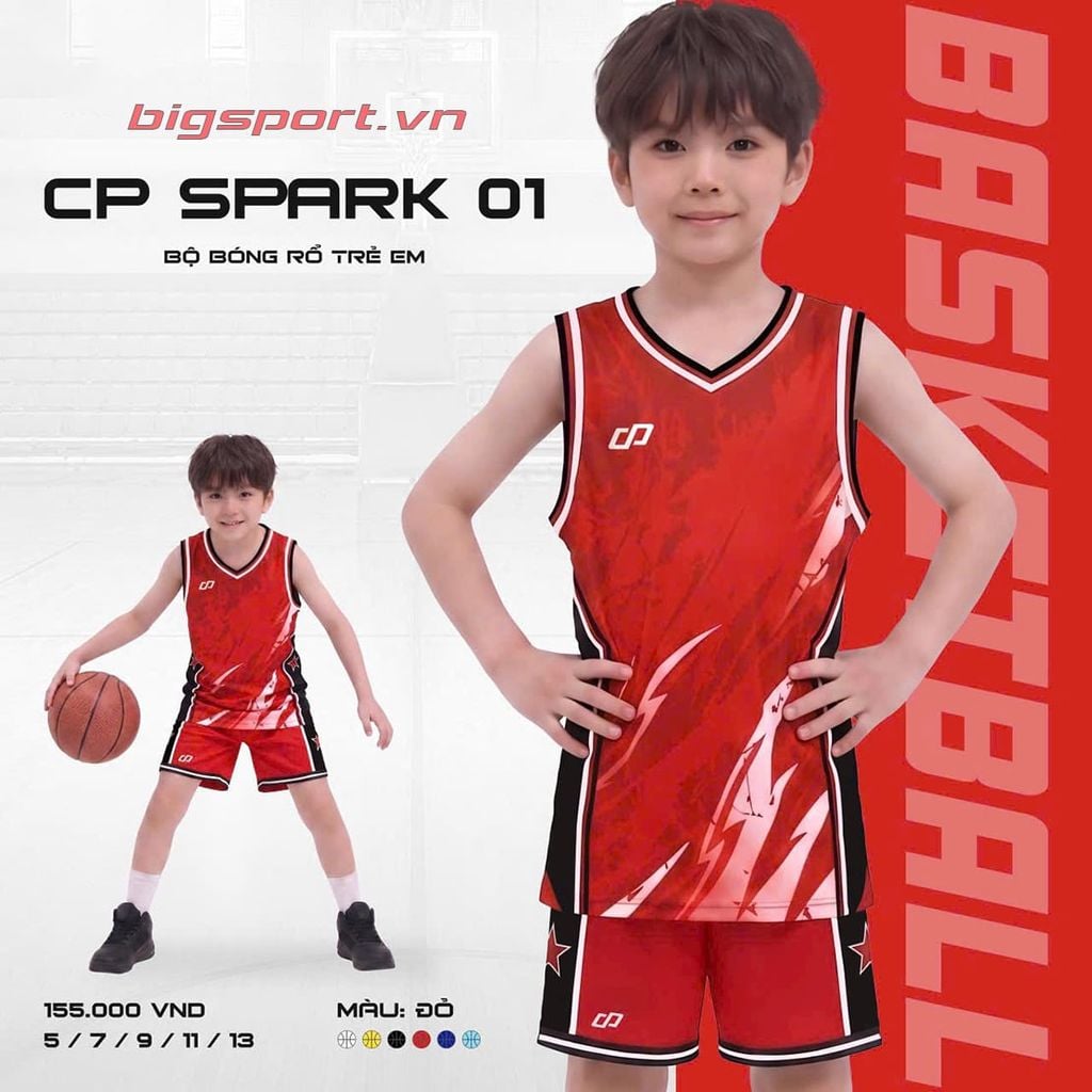 Quần áo bóng rổ trẻ em CP Spark 01