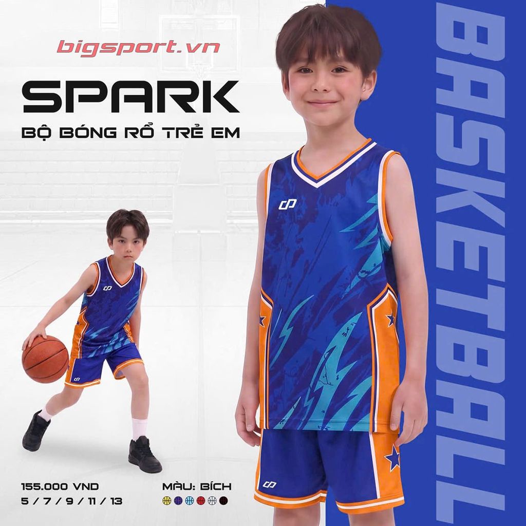Quần áo bóng rổ trẻ em CP Spark 01