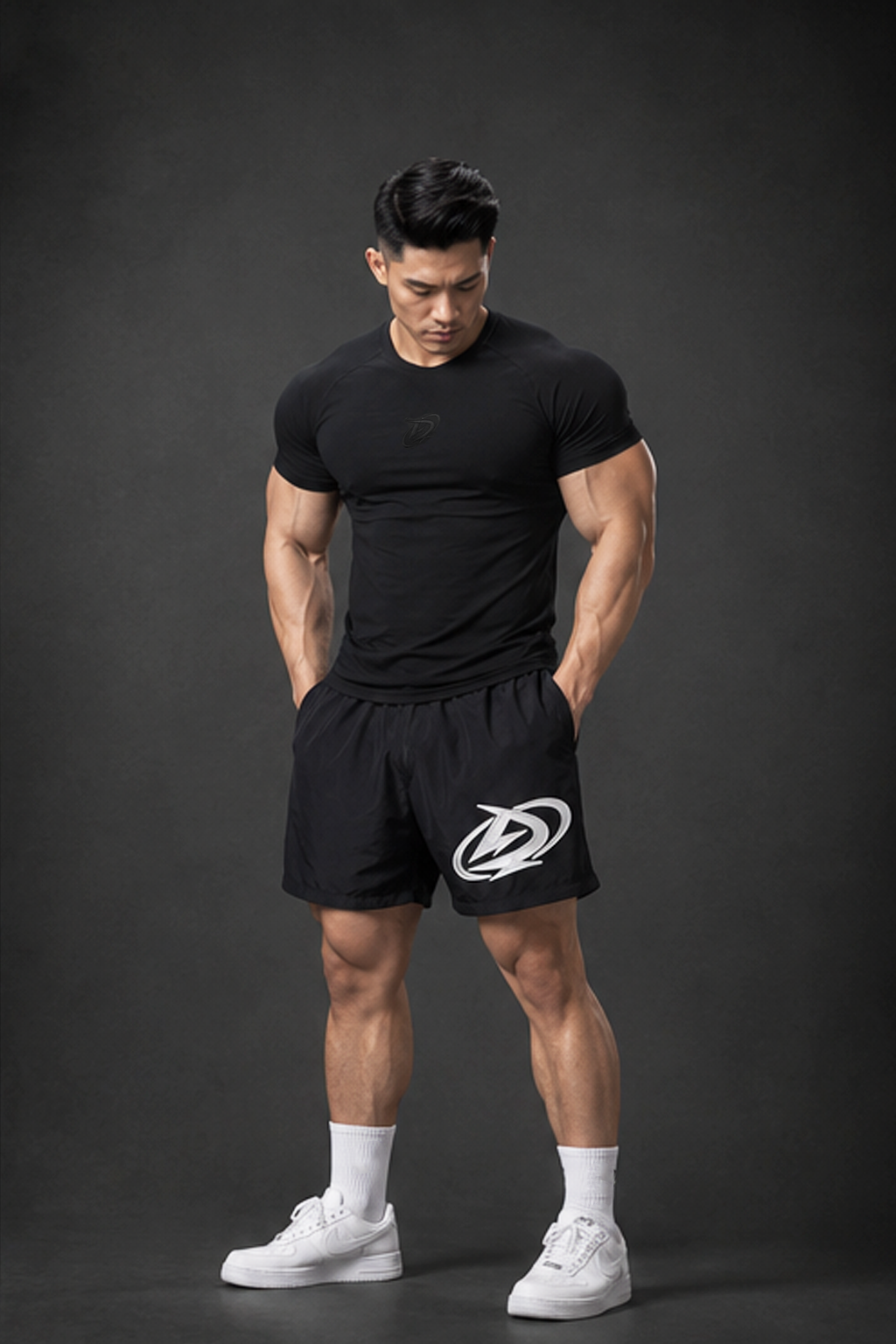  Áo thun thể thao màu ĐEN Degrey BIG Compressor Tee thêu logo - BIGCOMTEEDEN 