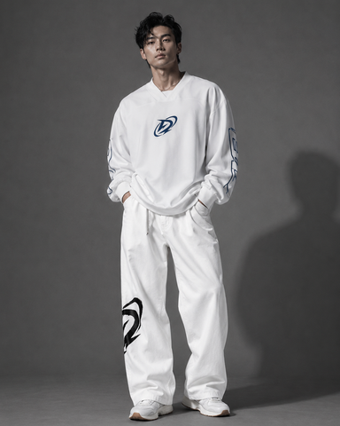  Áo Sweater Degrey Athlete màu trắng xanh Poly - SWETRAXA 