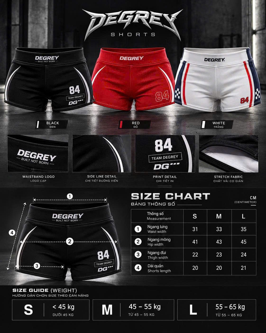  Quần Degrey Compression Shorts màu ĐEN thể thao nữ - SHOCOMDEN 