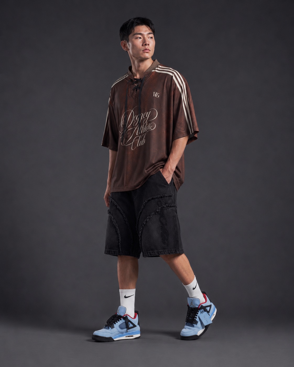  Áo Thun Jersey Mesh màu Nâu Degrey Athletic Club Lace-Up - JERNAU 