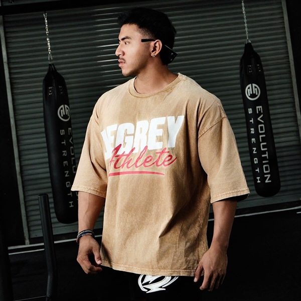  Áo Thun màu wax VÀNG Degrey kiểu dáng rộng in logo - OVSWAXVANG 