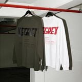  Áo Thun tay dài màu WHITE logo Degrey màu ĐỎ kiểu dáng rộng Athlete - OVSLONGTRANG 