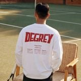  Áo Thun tay dài màu WHITE logo Degrey màu ĐỎ kiểu dáng rộng Athlete - OVSLONGTRANG 