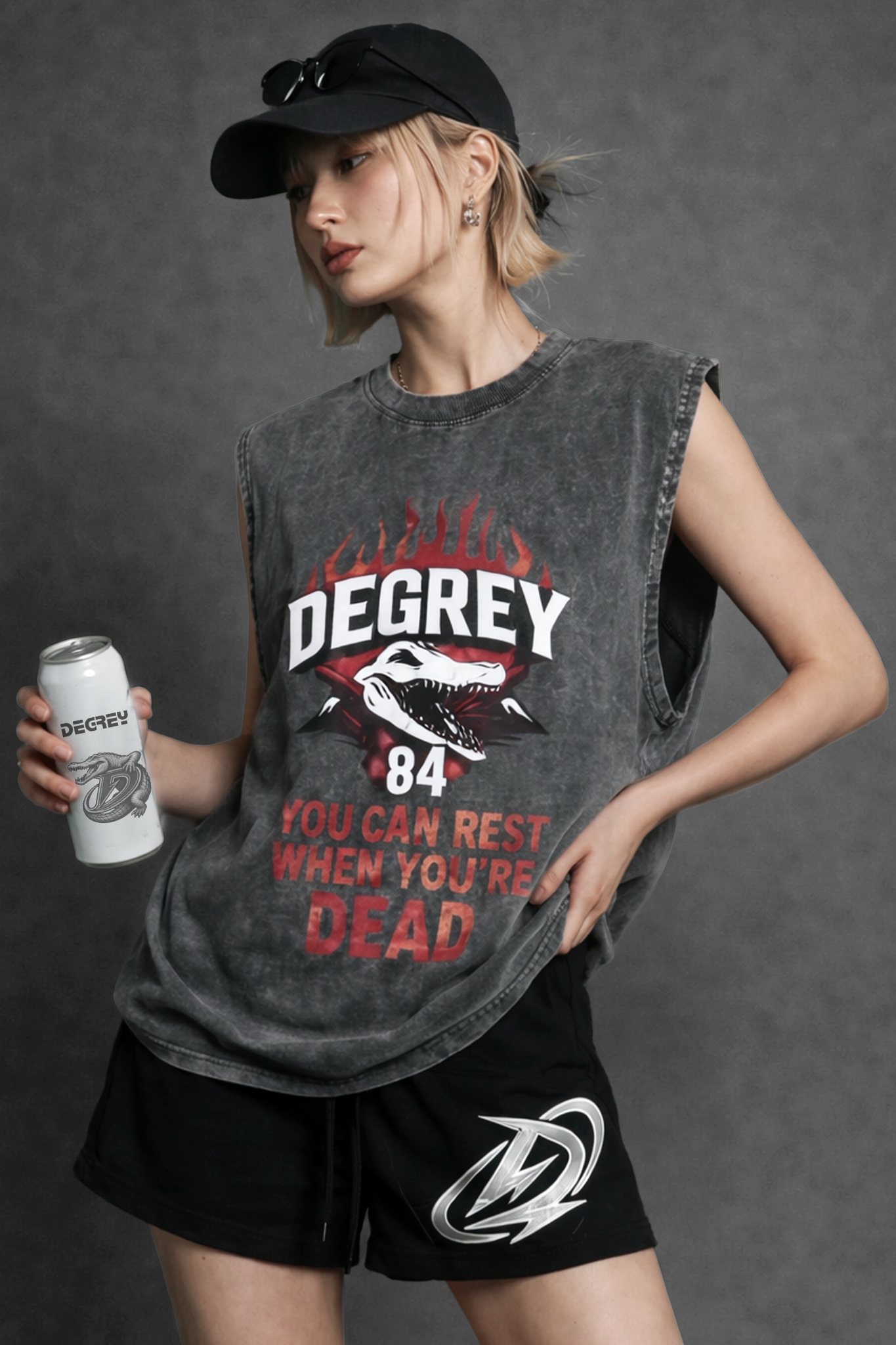  Áo ba lỗ Tank Top Degrey Cotton WAX XÁM Big Logo - TANKWAXXAM 