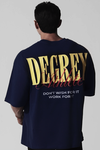  Áo Thun màu NAVY logo Degrey màu VÀNG kiểu dáng rộng Athlete - OVSATHNAYE 