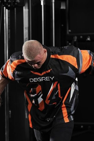  Áo thun Degrey Jersey Striker 84 cổ tim màu cam in hình thời trang thể thao - JERSTRIC 