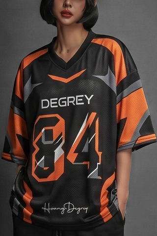  Áo thun Degrey Jersey Striker 84 cổ tim màu cam in hình thời trang thể thao - JERSTRIC 