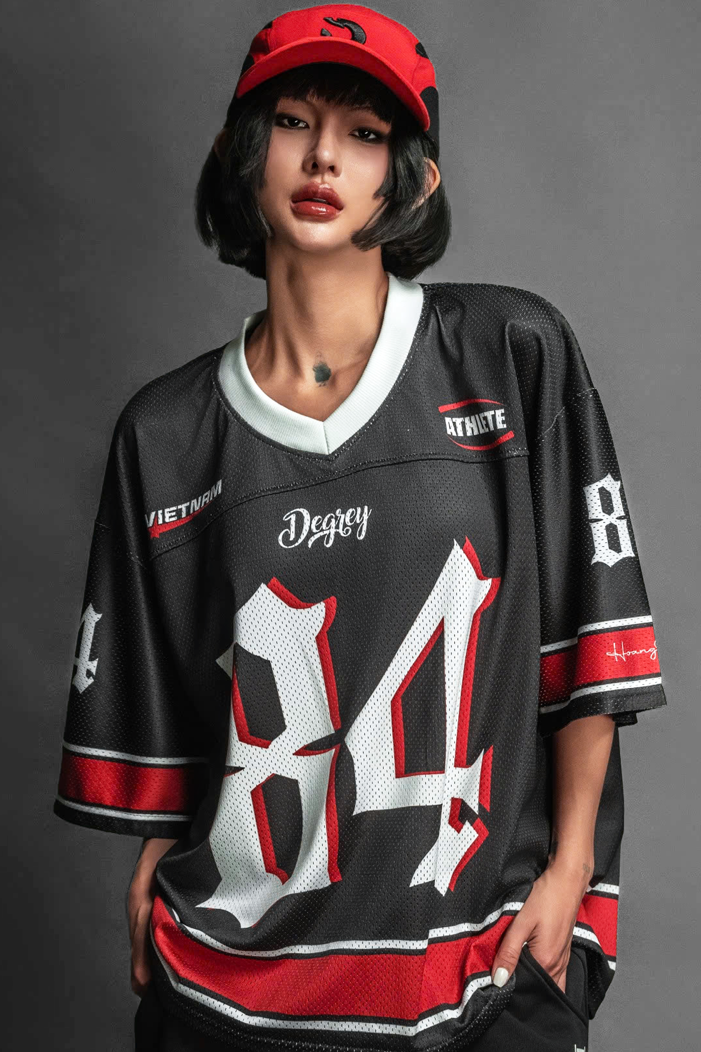  Áo thun Degrey Jersey cổ tim màu đen thời trang thể thao màu flexible x3- JERFLEXDEN 