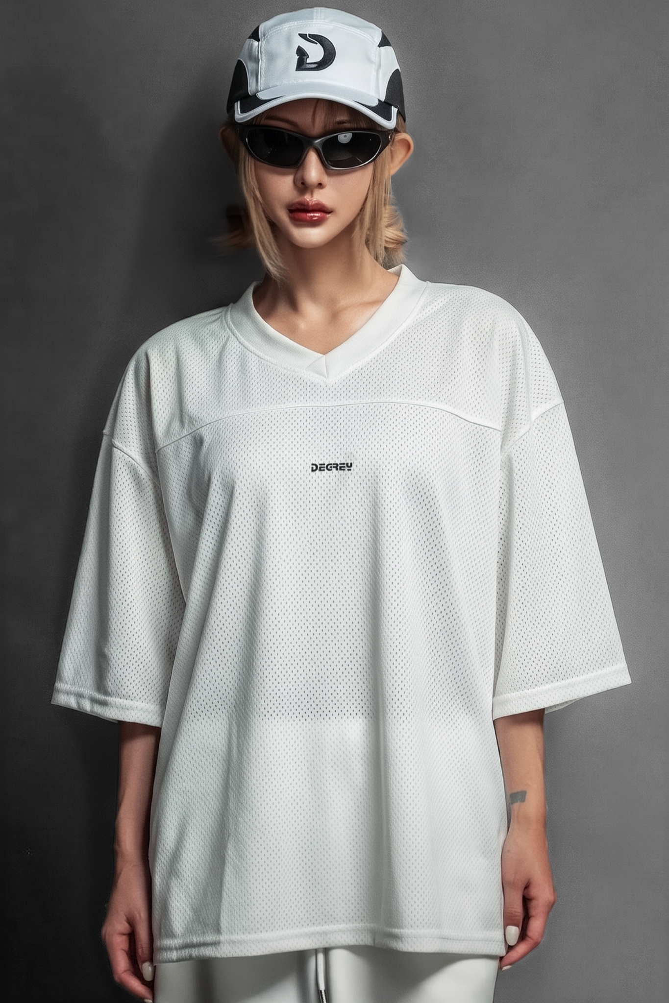  Áo thun thể thao màu TRẮNG Degrey Jersey BASIC 84 cổ tim - JERBATRA 