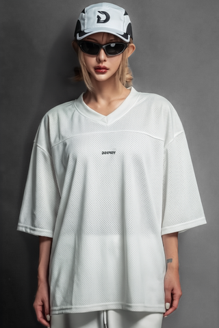  Áo thun thể thao màu TRẮNG Degrey Jersey BASIC 84 cổ tim - JERBATRA 