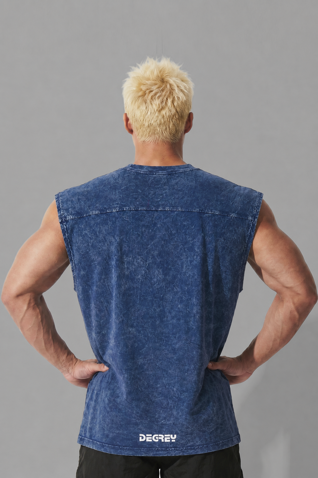  Áo ba lỗ Tank Top WAX BLUE Degrey Cotton in Logo - TANKWAXBLUE 