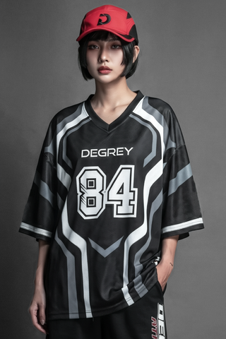  Áo thun Degrey Jersey Striker 84 cổ tim màu ĐEN in hình thời trang thể thao - JERSTRID 
