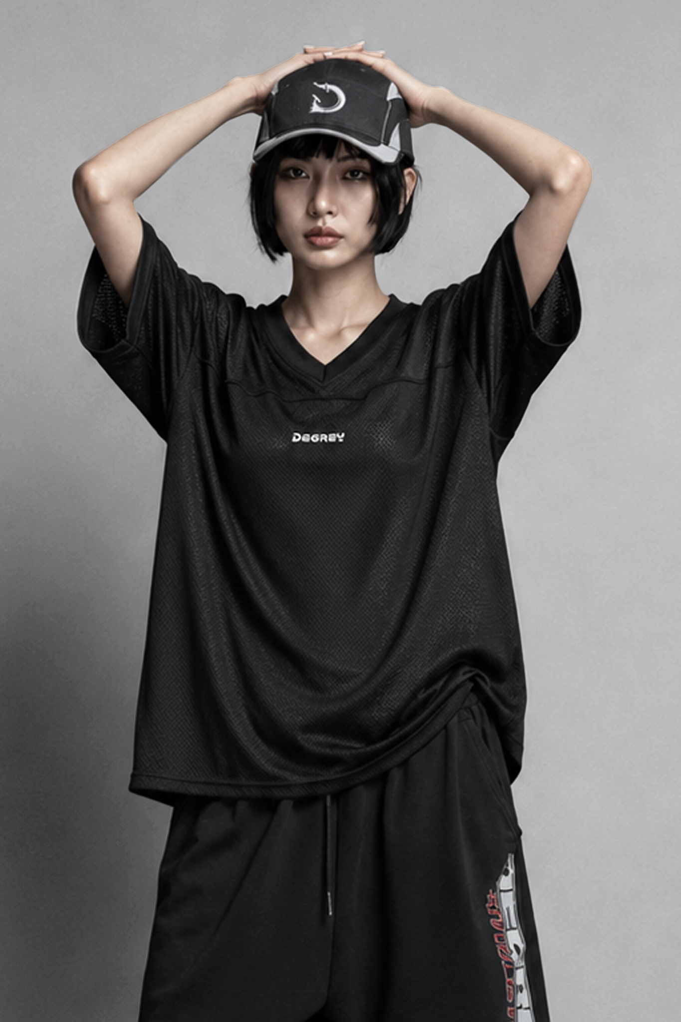  Áo thun thể thao màu ĐEN Degrey Jersey BASIC 84 cổ tim - JERBADEN 
