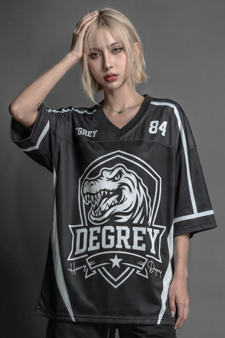  Áo thun thể thao màu ĐEN Degrey Jersey Rex 84 cổ tim - JERREXDEN 