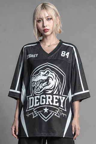  Áo thun thể thao màu ĐEN Degrey Jersey Rex 84 cổ tim - JERREXDEN 