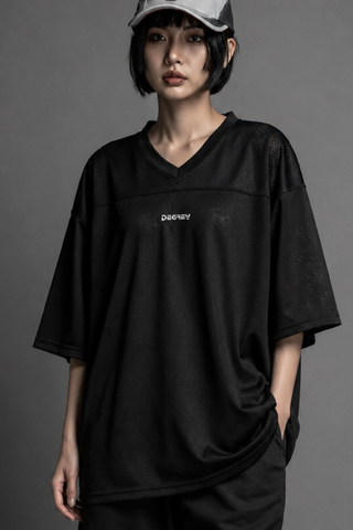  Áo thun thể thao màu ĐEN Degrey Jersey BASIC 84 cổ tim - JERBADEN 