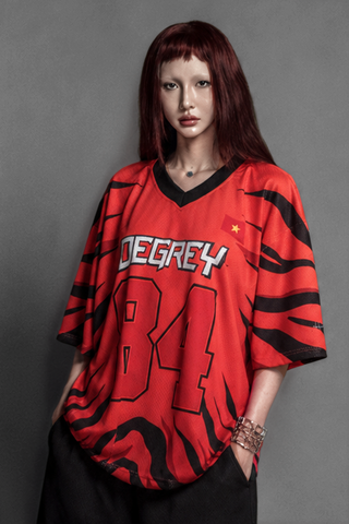  Áo thun thể thao màu cam TIGER Degrey Jersey 84 cổ tim - JERTIGE 