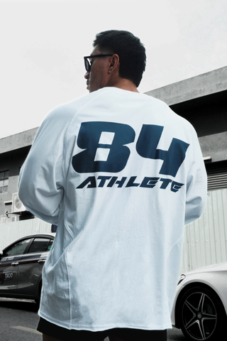  Áo Thun tay dài màu WHITE logo Degrey màu NAVY kiểu dáng rộng raglan - OVSTADATRANG 