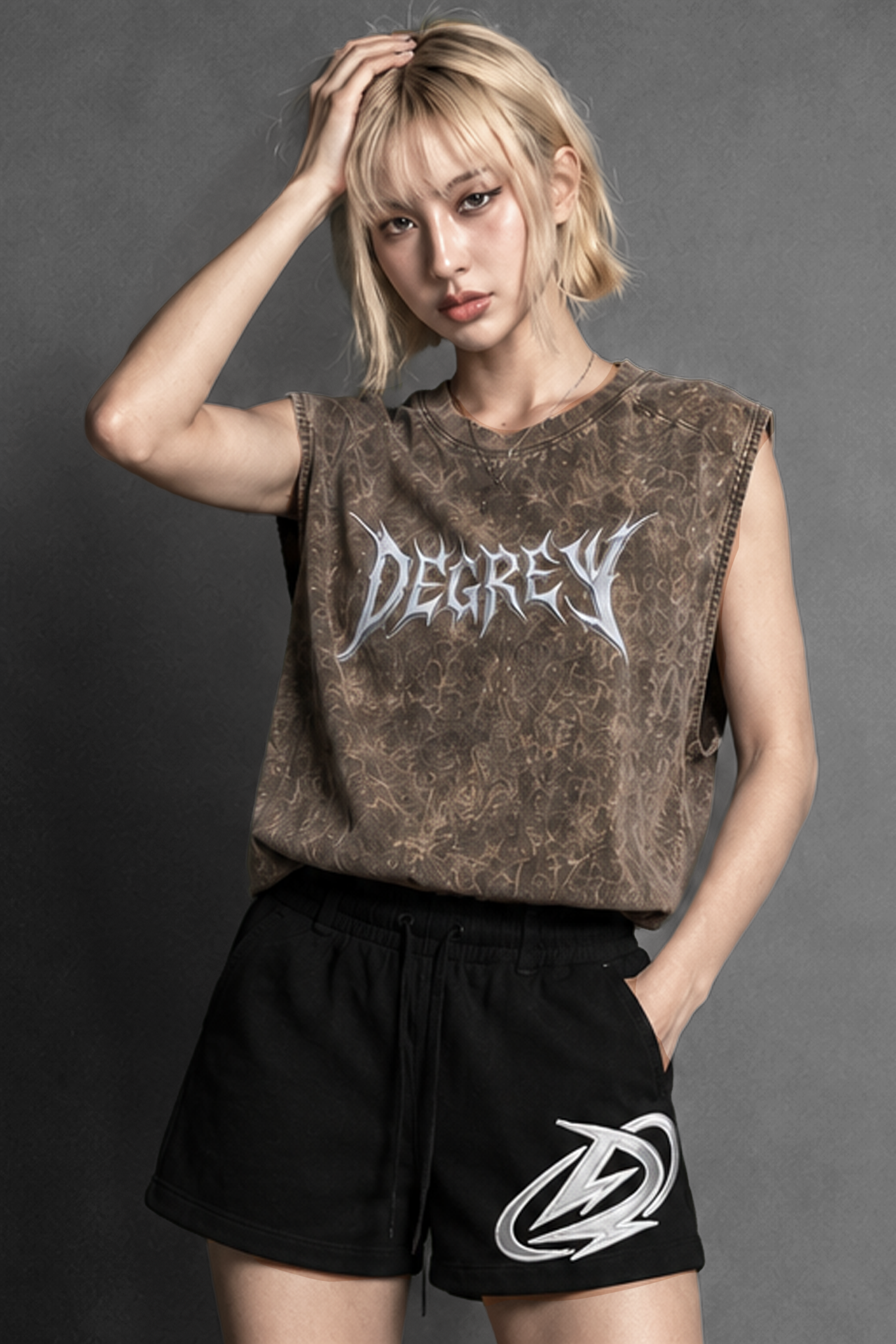  Áo ba lỗ Tank Top Degrey Cotton WAX NÂU Big Logo - TANKWAXNAU 