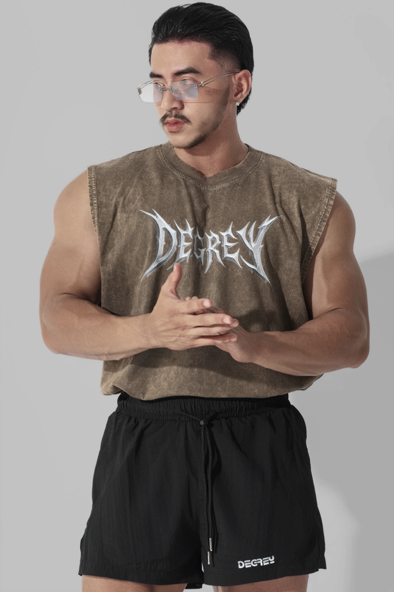  Áo ba lỗ Tank Top Degrey Cotton WAX NÂU Big Logo - TANKWAXNAU 