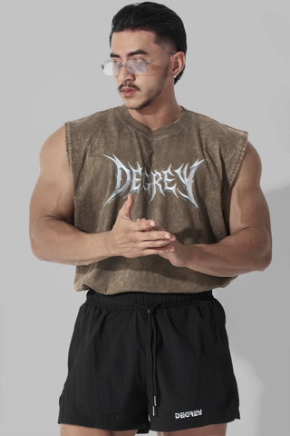  Áo ba lỗ Tank Top Degrey Cotton WAX NÂU Big Logo - TANKWAXNAU 