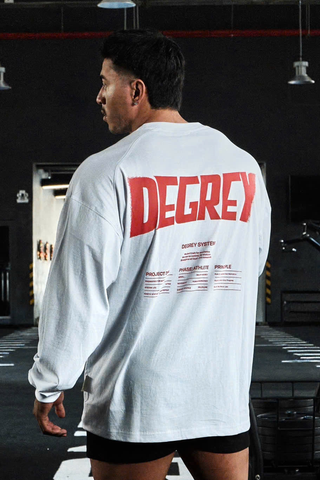  Áo Thun tay dài màu WHITE logo Degrey màu ĐỎ kiểu dáng rộng Athlete - OVSLONGTRANG 