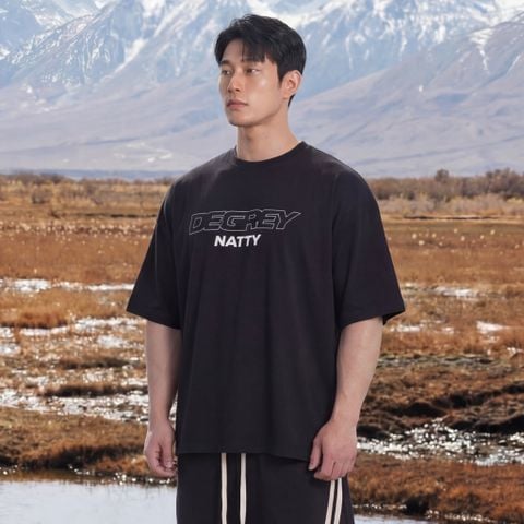  Degrey NATTY áo thun màu ĐEN kiểu dáng rộng in hình logo - OVSNATTY 