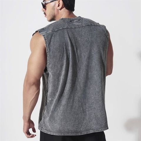  Áo ba lỗ Tank Top Degrey Cotton WAX XÁM Big Logo - TANKWAXXAM 