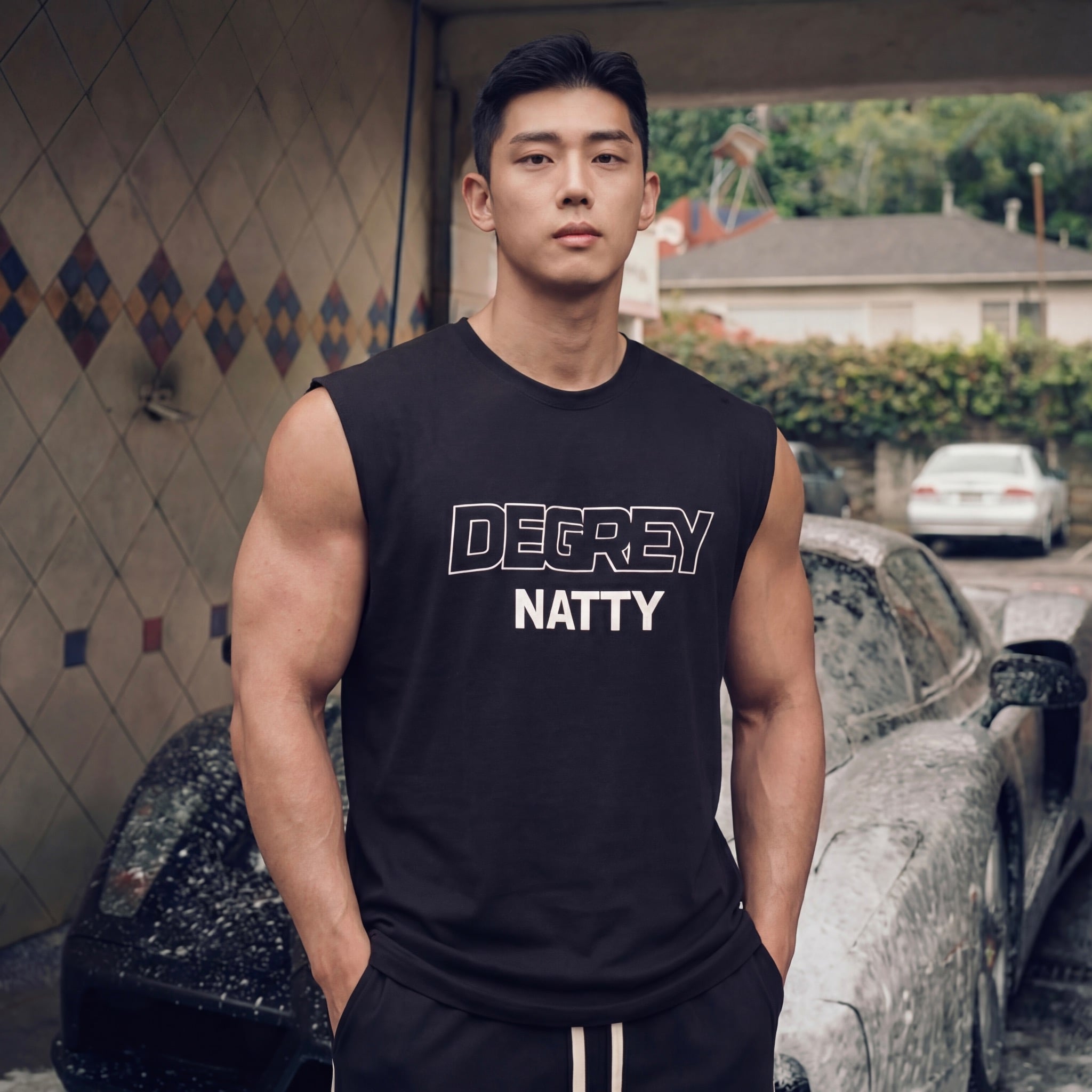  Degrey NATTY áo ba lỗ Tanktop Cotton màu ĐEN - TANKNATTY 