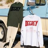  Áo Thun tay dài màu WHITE logo Degrey màu ĐỎ kiểu dáng rộng Athlete - OVSLONGTRANG 