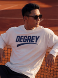  Áo Thun tay dài màu WHITE logo Degrey màu NAVY kiểu dáng rộng raglan - OVSTADATRANG 