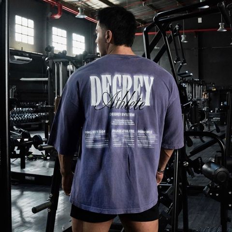  Áo Thun màu wax TÍM Degrey kiểu dáng rộng in logo - OVSWAXTIM 