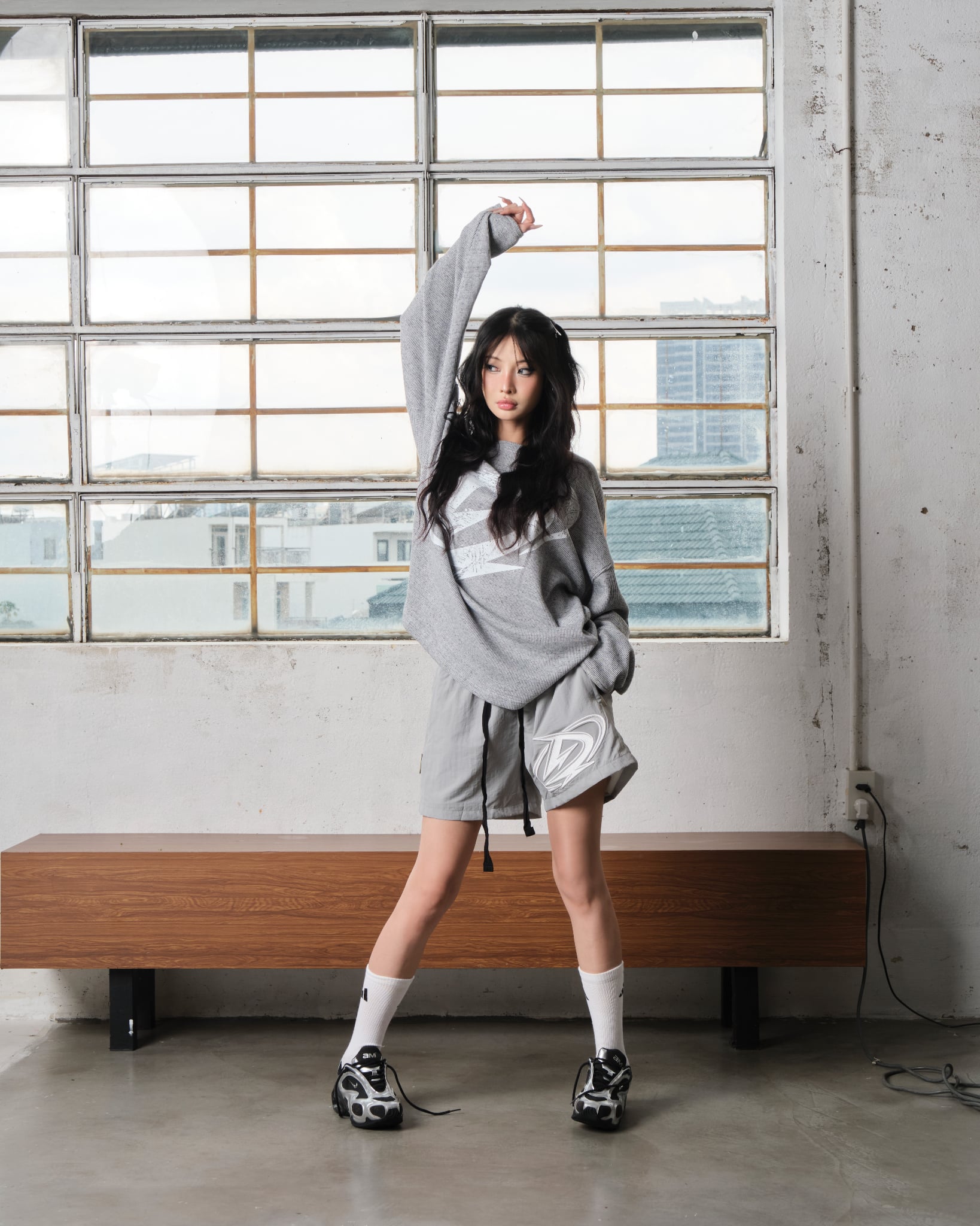  Áo Thun Longsleeve WAFFLE GREY in 2 mặt - WAFGREY 